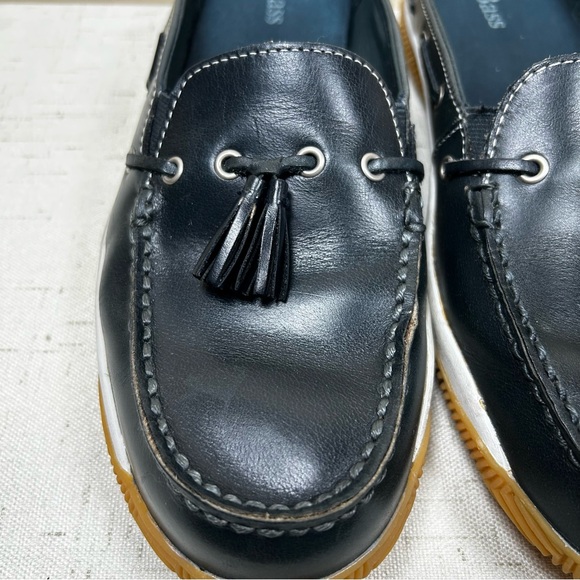 G.H. Bass Women 9.5M Blue Leather Loafers Tassel Slides Mules Quality Materials - Picture 2 of 7